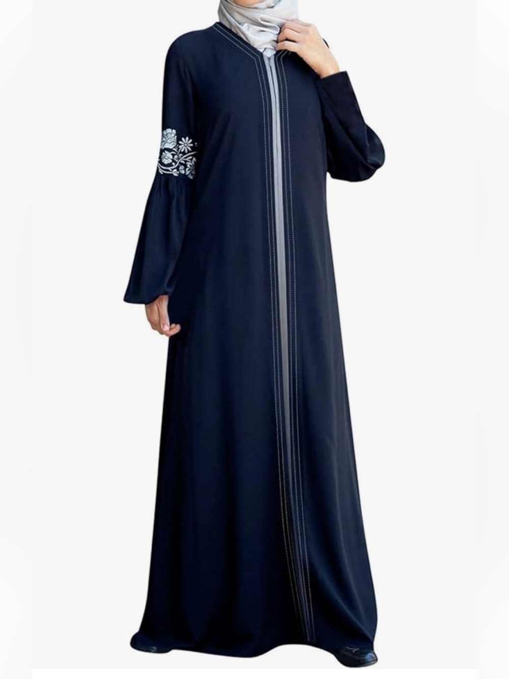 Navy Embroidered Long Abaya with Front Stitch Detail NEW SIZE XXLARGE